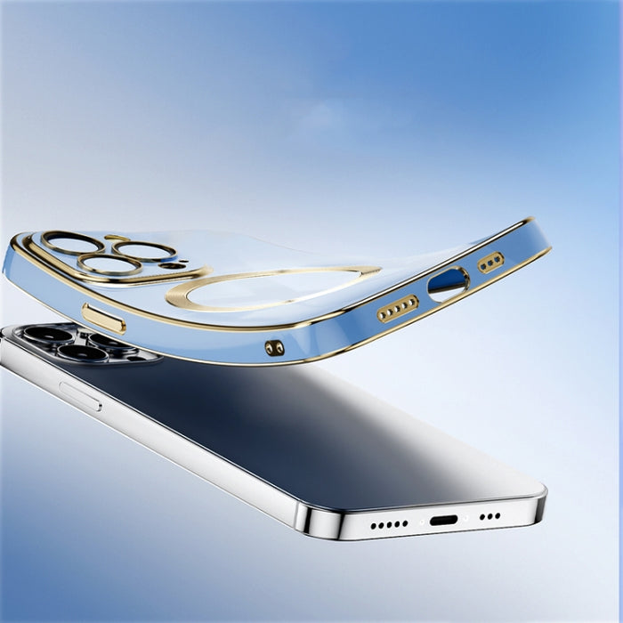 Estuche para teléfono magnético Magsafe chapado en oro 6D