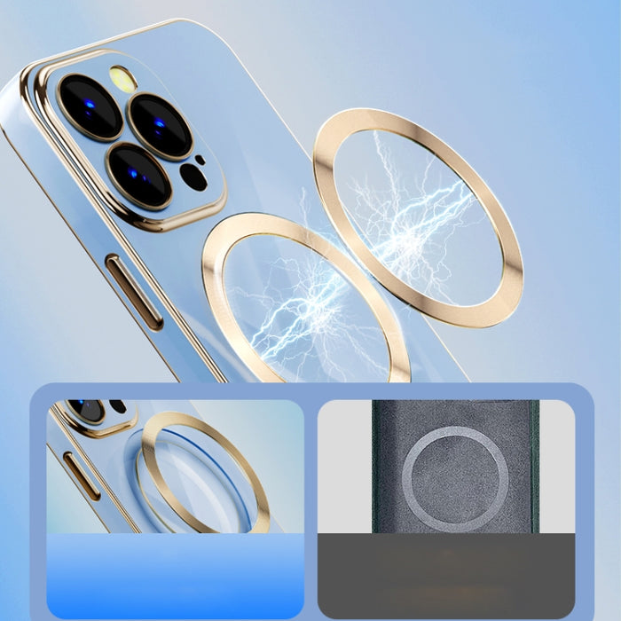 Estuche para teléfono magnético Magsafe chapado en oro 6D