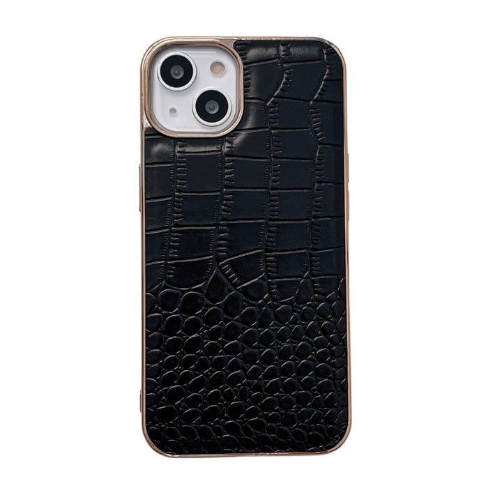 Funda de teléfono con nano galvanoplastia de cuero genuino con textura de cocodrilo, For iPhone 14, For iPhone 13