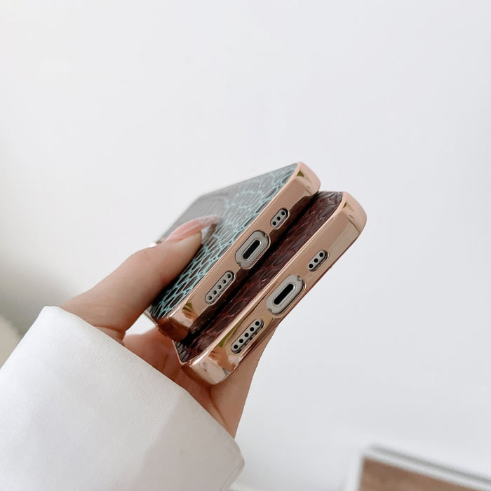 Funda de teléfono con nano galvanoplastia de cuero genuino con textura de cocodrilo, For iPhone 14, For iPhone 13