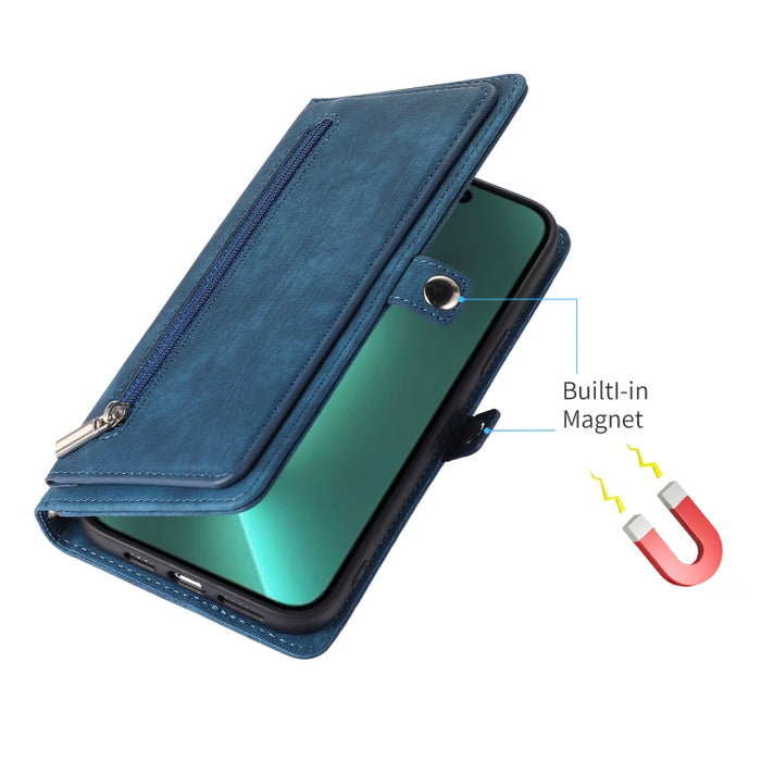 Cremallera Ranura para tarjeta Hebilla Monedero Funda de cuero para teléfono