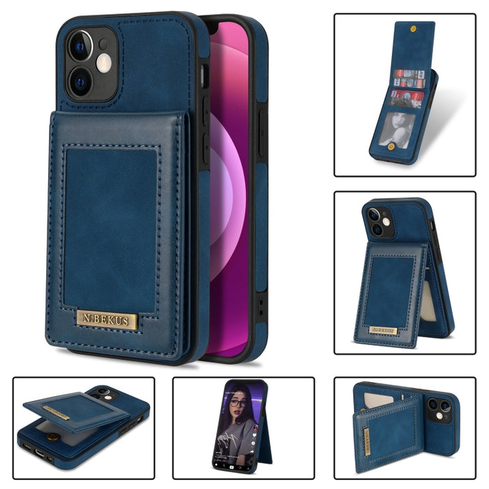 N.BEKUS Estuche para teléfono RFID con ranura para tarjeta con tapa vertical, For iPhone SE 2022 / SE 2022 / 8 / 7, For iPhone 8 Plus / 7 Plus, For iPhone 11 Pro Max, For iPhone 11 Pro, For iPhone 12 mini, For iPhone 12 Pro, For iPhone 12 Pro Max      ...