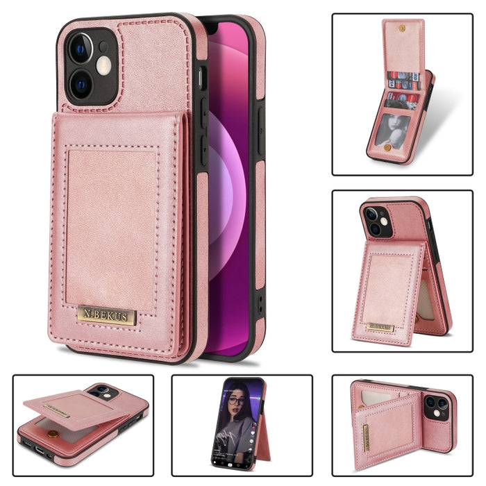 N.BEKUS Estuche para teléfono RFID con ranura para tarjeta con tapa vertical, For iPhone SE 2022 / SE 2022 / 8 / 7, For iPhone 8 Plus / 7 Plus, For iPhone 11 Pro Max, For iPhone 11 Pro, For iPhone 12 mini, For iPhone 12 Pro, For iPhone 12 Pro Max      ...
