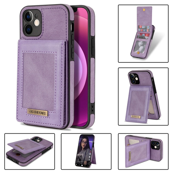 N.BEKUS Estuche para teléfono RFID con ranura para tarjeta con tapa vertical, For iPhone SE 2022 / SE 2022 / 8 / 7, For iPhone 8 Plus / 7 Plus, For iPhone 11 Pro Max, For iPhone 11 Pro, For iPhone 12 mini, For iPhone 12 Pro, For iPhone 12 Pro Max      ...