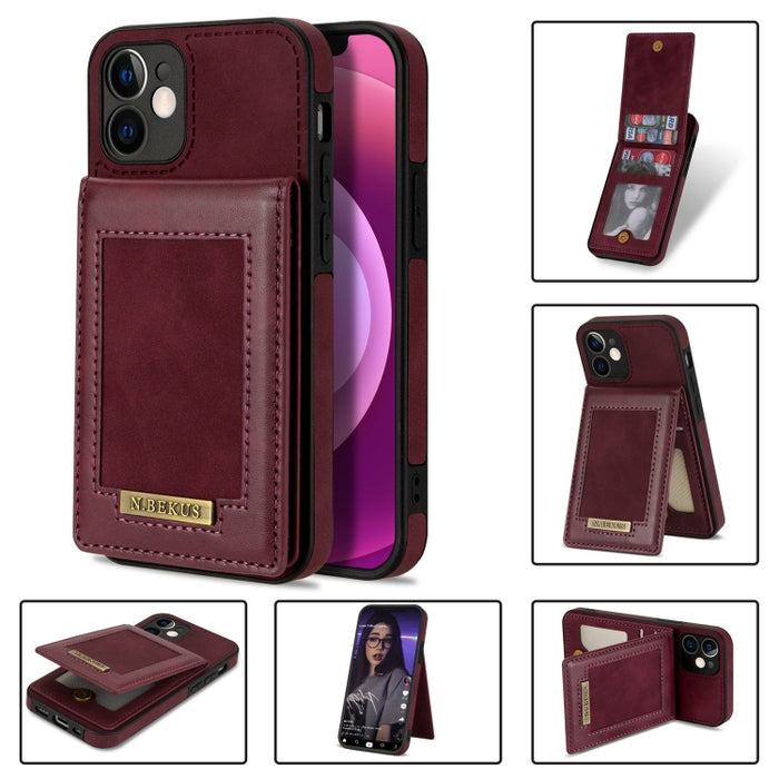N.BEKUS Estuche para teléfono RFID con ranura para tarjeta con tapa vertical, For iPhone SE 2022 / SE 2022 / 8 / 7, For iPhone 8 Plus / 7 Plus, For iPhone 11 Pro Max, For iPhone 11 Pro, For iPhone 12 mini, For iPhone 12 Pro, For iPhone 12 Pro Max      ...