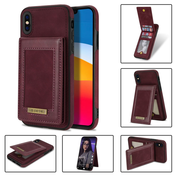 N.BEKUS Estuche para teléfono RFID con ranura para tarjeta con tapa vertical, For iPhone SE 2022 / SE 2022 / 8 / 7, For iPhone 8 Plus / 7 Plus, For iPhone 11 Pro Max, For iPhone 11 Pro, For iPhone 12 mini, For iPhone 12 Pro, For iPhone 12 Pro Max      ...