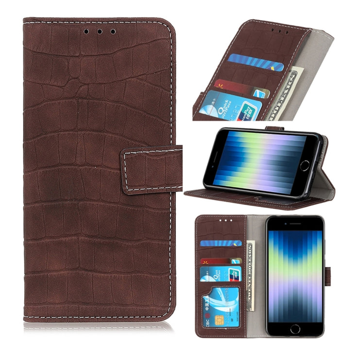 Estuche de cuero con tapa horizontal con textura de cocodrilo con soporte y ranuras para tarjetas y billetera, For iPhone SE 2022 / SE 2020, For Galaxy A51 5G, For Galaxy A71 5G