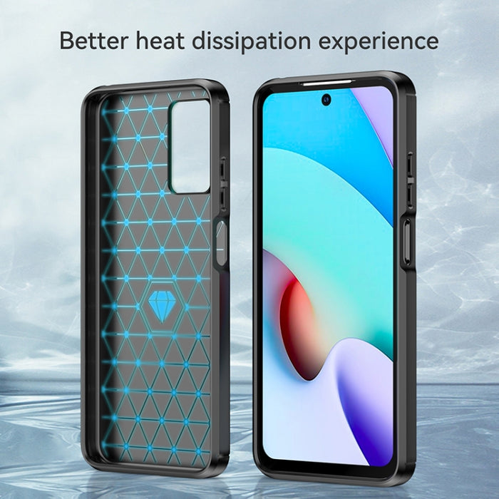 Estuche de TPU de fibra de carbono con textura cepillada, For Xiaomi Redmi 10 2022