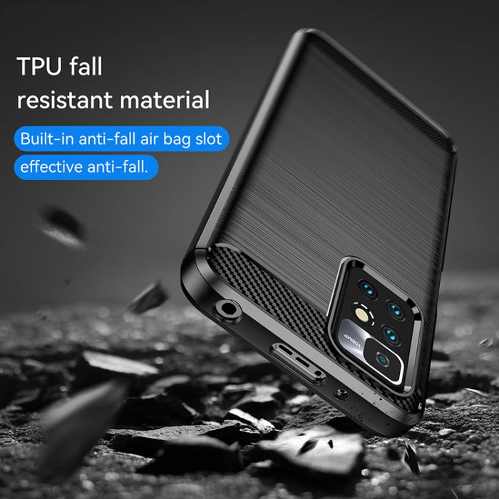 Estuche de TPU de fibra de carbono con textura cepillada, For Xiaomi Redmi 10 2022