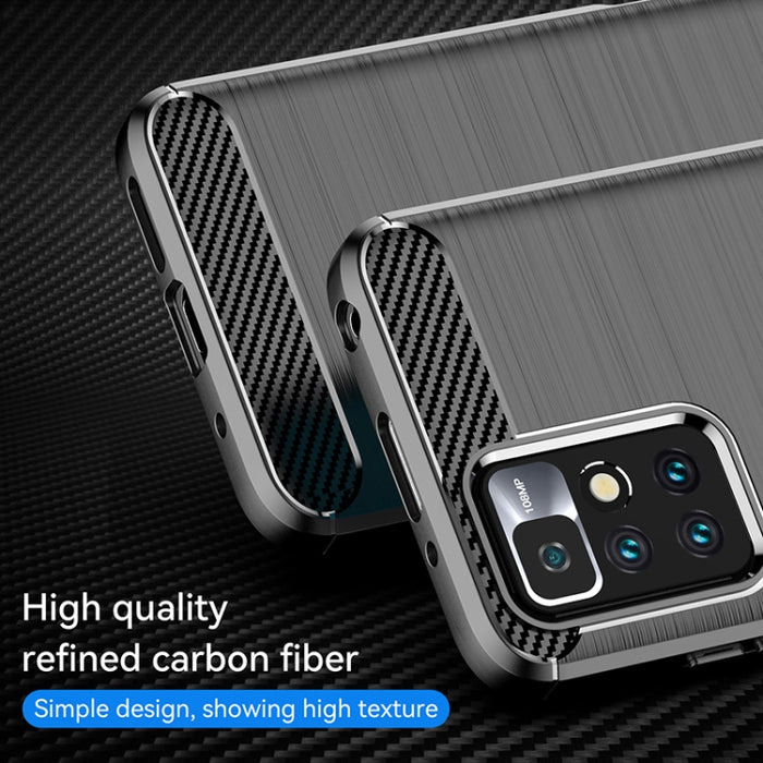 Estuche de TPU de fibra de carbono con textura cepillada, For Xiaomi Redmi 10 2022