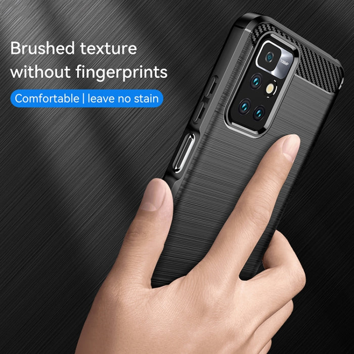 Estuche de TPU de fibra de carbono con textura cepillada, For Xiaomi Redmi 10 2022