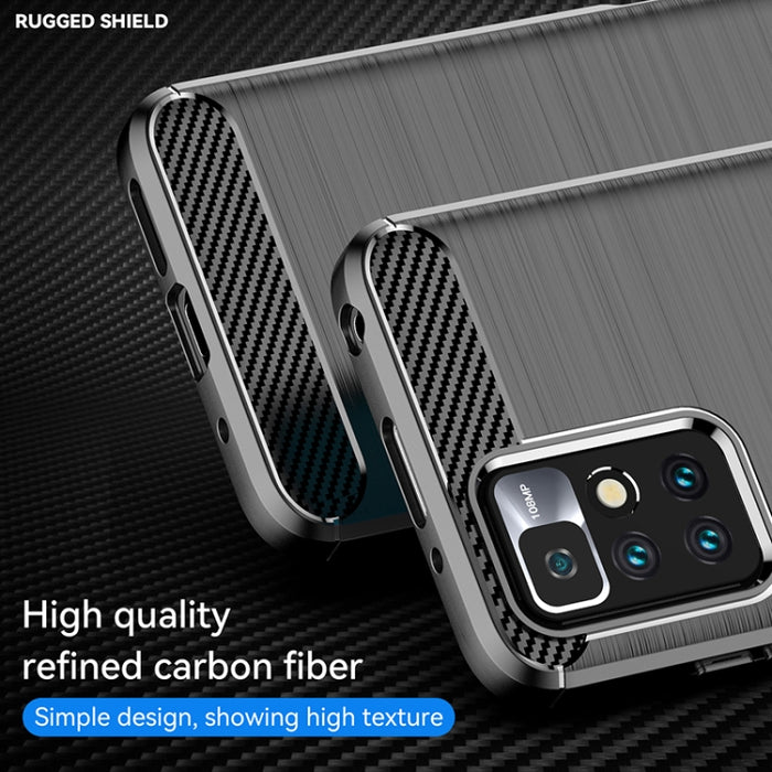 Estuche de TPU de fibra de carbono con textura cepillada, For Xiaomi Redmi 10 Prime 2022