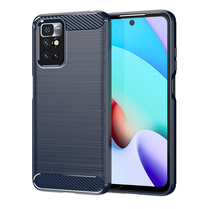 Estuche de TPU de fibra de carbono con textura cepillada, For Xiaomi Redmi 10 Prime 2022