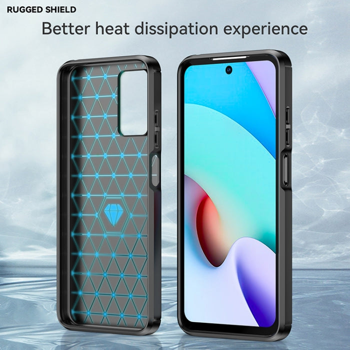 Estuche de TPU de fibra de carbono con textura cepillada, For Xiaomi Redmi 10 / 10 Prime
