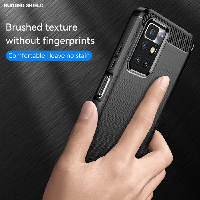 Estuche de TPU de fibra de carbono con textura cepillada, For Xiaomi Redmi 10 / 10 Prime