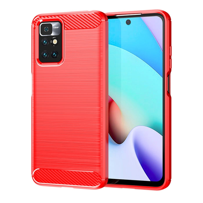 Estuche de TPU de fibra de carbono con textura cepillada, For Xiaomi Redmi 10 / 10 Prime