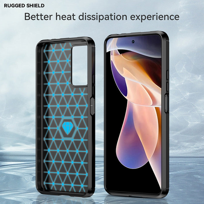 Estuche de TPU de fibra de carbono con textura cepillada, For Xiaomi Redmi Note 11 Pro / Note 11 Pro+
