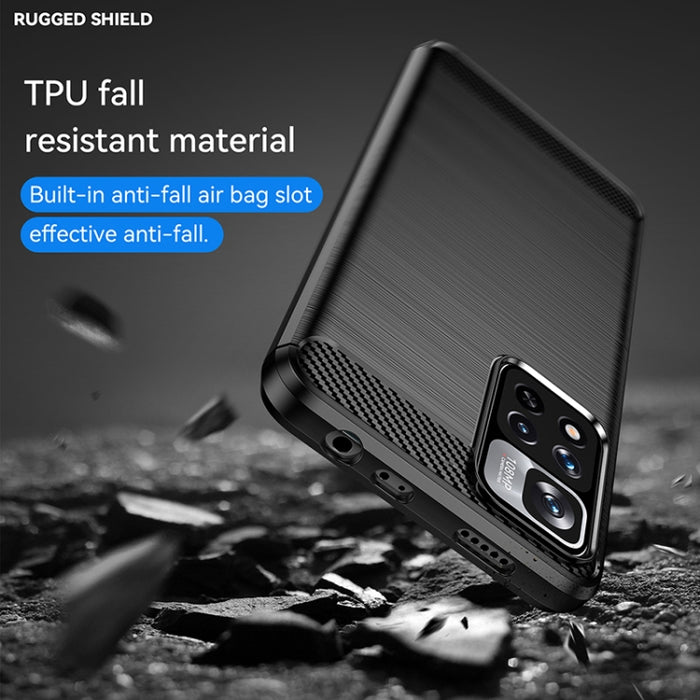 Estuche de TPU de fibra de carbono con textura cepillada, For Xiaomi Redmi Note 11 Pro / Note 11 Pro+