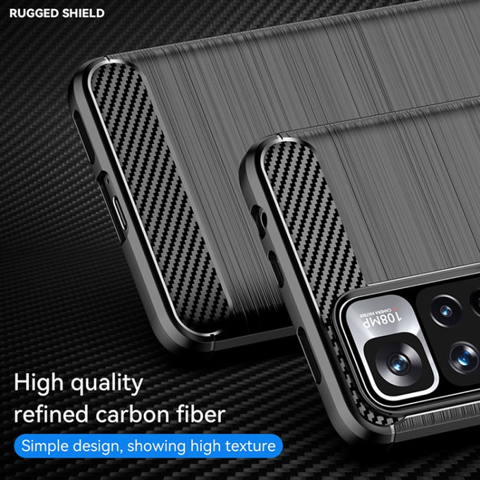 Estuche de TPU de fibra de carbono con textura cepillada, For Xiaomi Redmi Note 11 Pro / Note 11 Pro+