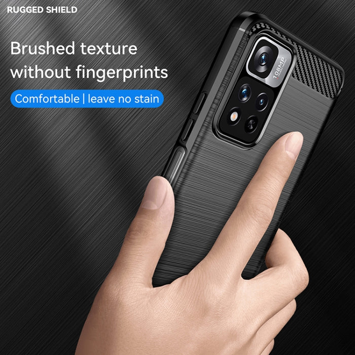 Estuche de TPU de fibra de carbono con textura cepillada, For Xiaomi Redmi Note 11 Pro / Note 11 Pro+