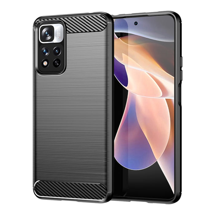 Estuche de TPU de fibra de carbono con textura cepillada, For Xiaomi Redmi Note 11 Pro / Note 11 Pro+