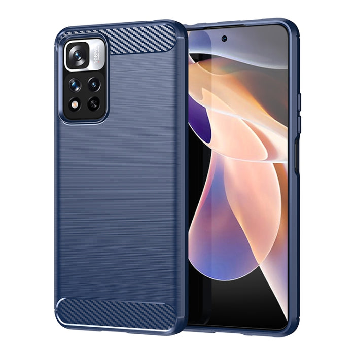 Estuche de TPU de fibra de carbono con textura cepillada, For Xiaomi Redmi Note 11 Pro / Note 11 Pro+
