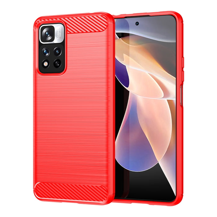 Estuche de TPU de fibra de carbono con textura cepillada, For Xiaomi Redmi Note 11 Pro / Note 11 Pro+