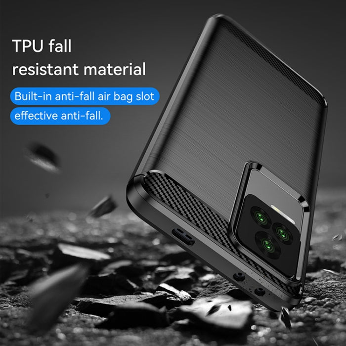 Estuche de TPU de fibra de carbono con textura cepillada, For Xiaomi Redmi K40S
