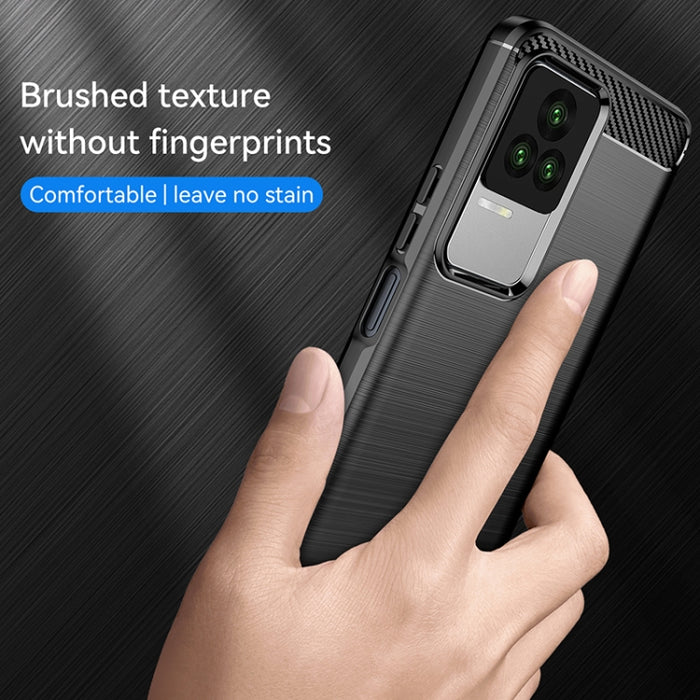 Estuche de TPU de fibra de carbono con textura cepillada, For Xiaomi Redmi K40S