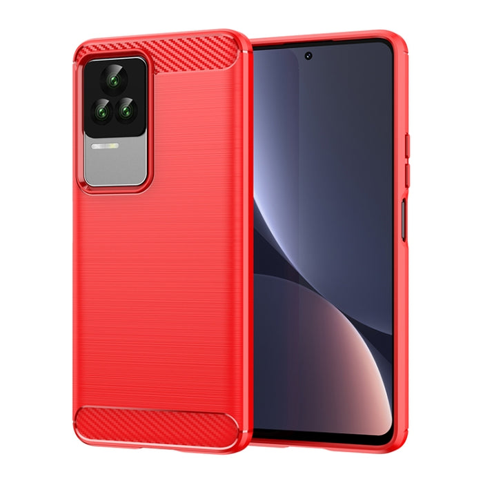 Estuche de TPU de fibra de carbono con textura cepillada, For Xiaomi Redmi K40S