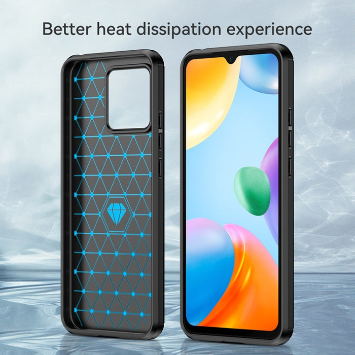 Estuche de TPU de fibra de carbono con textura cepillada, For Xiaomi Redmi 10 Power