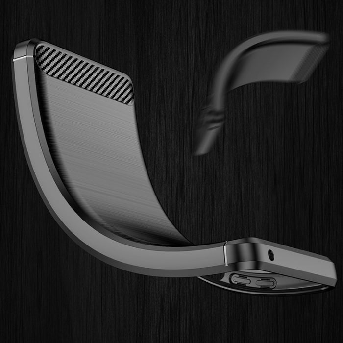 Estuche de TPU de fibra de carbono con textura cepillada, For Xiaomi Redmi 10 Power