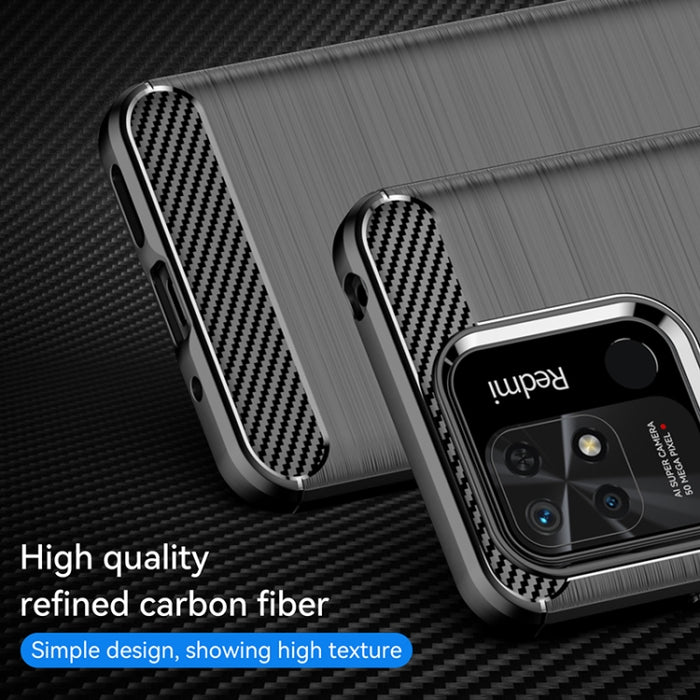 Estuche de TPU de fibra de carbono con textura cepillada, For Xiaomi Redmi 10C
