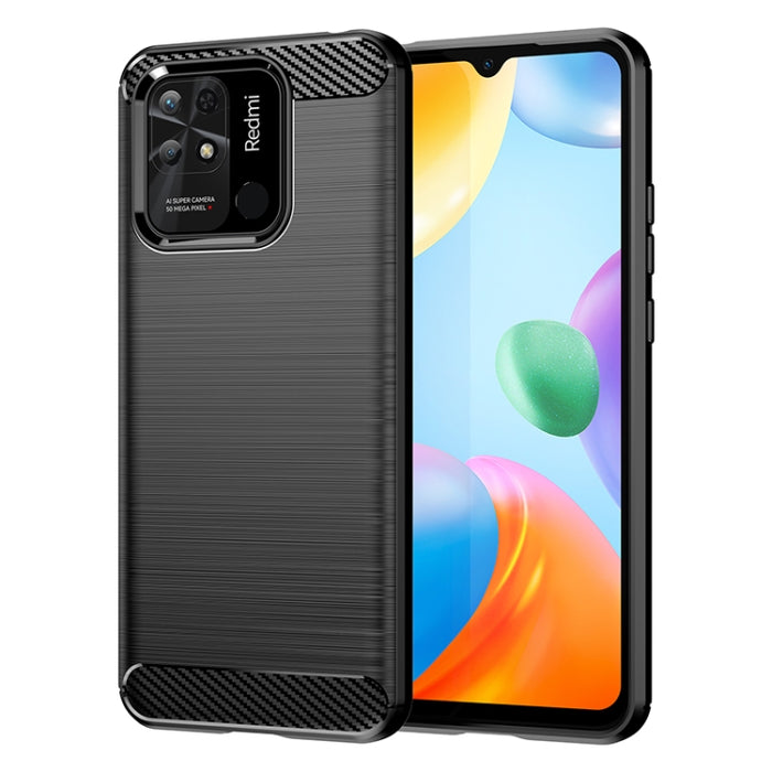Estuche de TPU de fibra de carbono con textura cepillada, For Xiaomi Redmi 10C