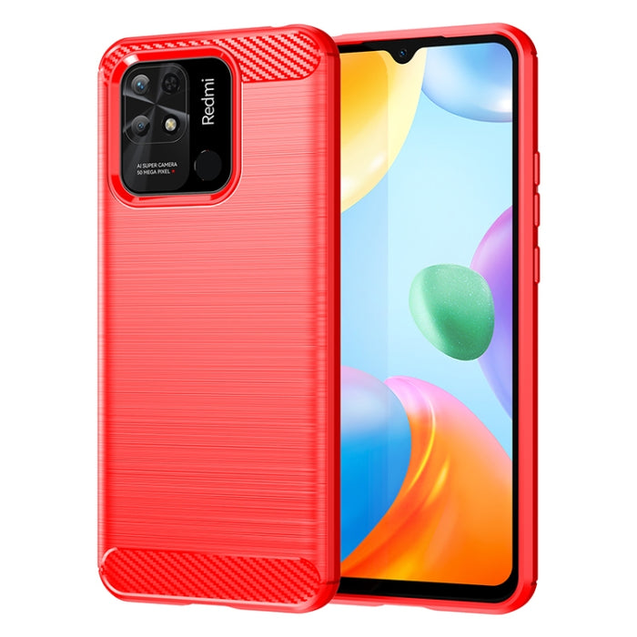 Estuche de TPU de fibra de carbono con textura cepillada, For Xiaomi Redmi 10C