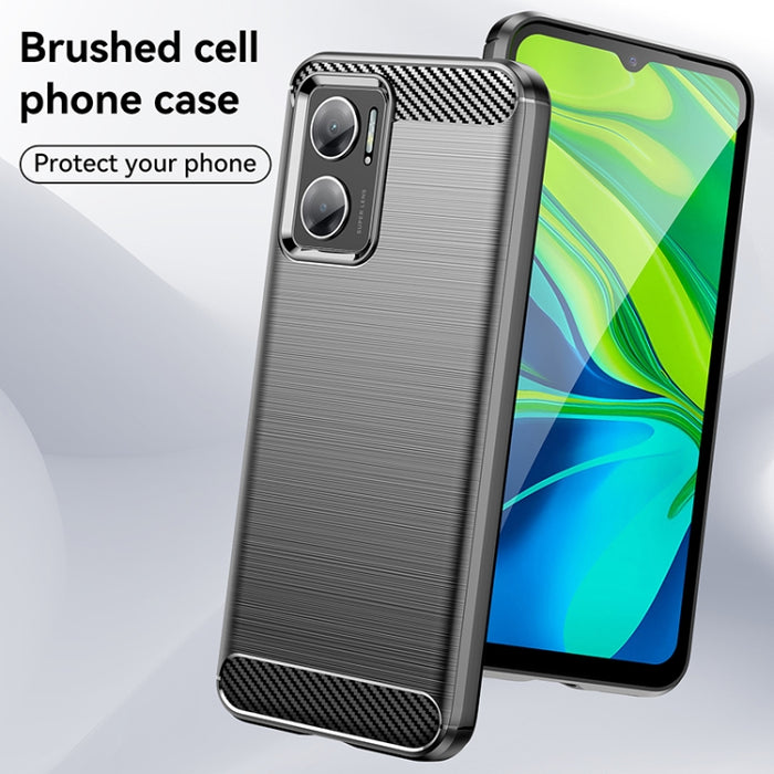 Estuche de TPU de fibra de carbono con textura cepillada, For Xiaomi Redmi 10 5G