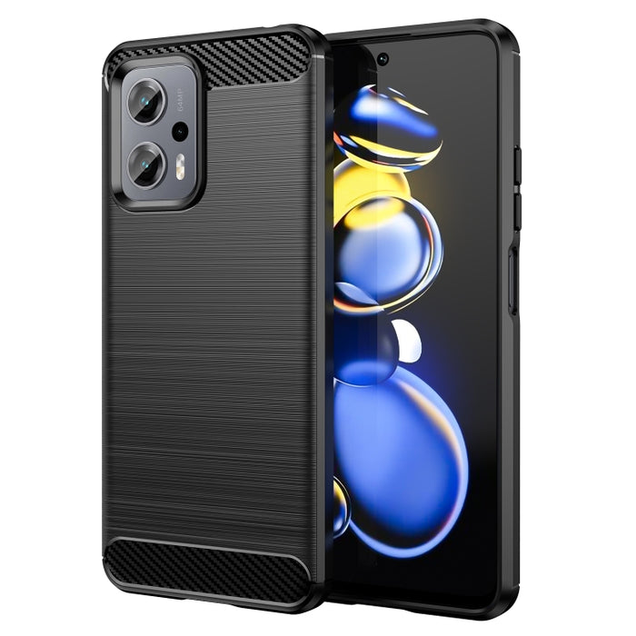 Estuche de TPU de fibra de carbono con textura cepillada, For Xiaomi Redmi Note 11E, For Xiaomi Redmi Note11T Pro 5G, For Xiaomi Redmi Note11T Pro+ 5G