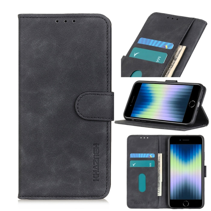 Estuche de cuero con tapa horizontal PU + TPU de textura retro con soporte y ranuras para tarjetas y billetera
