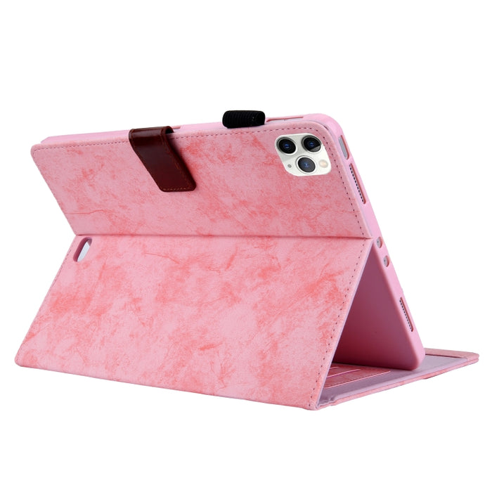 Para iPad Pro 11 (2020) Funda protectora de cuero para tableta con textura de tela estilo mármol con soporte y ranura para tarjeta