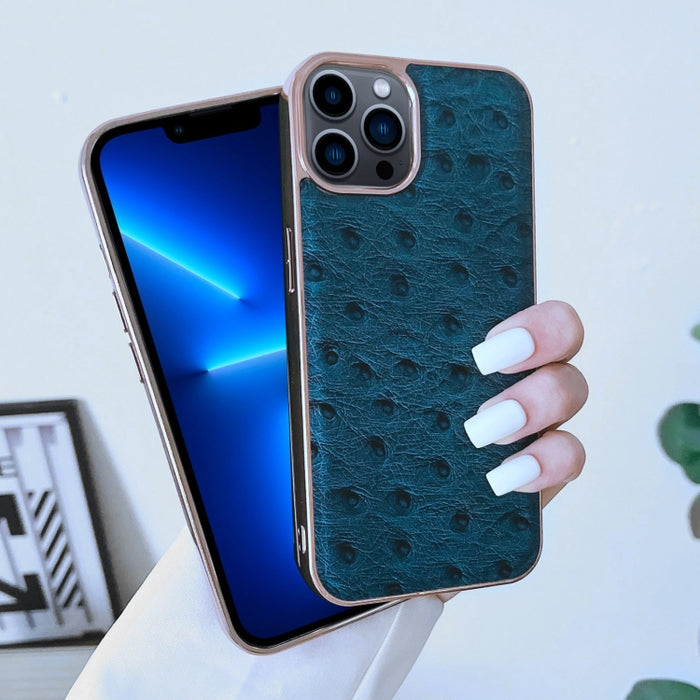 Estuche Nano de Textura de Avestruz de Cuero Genuino