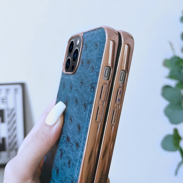 Estuche Nano de Textura de Avestruz de Cuero Genuino
