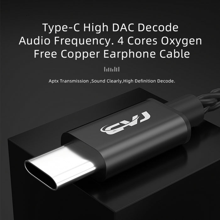 CVJ V6.TC Cable de auriculares de cobre sin oxígeno con decodificación digital tipo C de 1,25 m