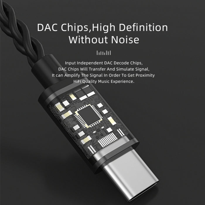 CVJ V6.TC Cable de auriculares de cobre sin oxígeno con decodificación digital tipo C de 1,25 m