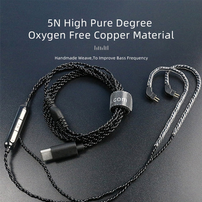CVJ V6.TC Cable de auriculares de cobre sin oxígeno con decodificación digital tipo C de 1,25 m