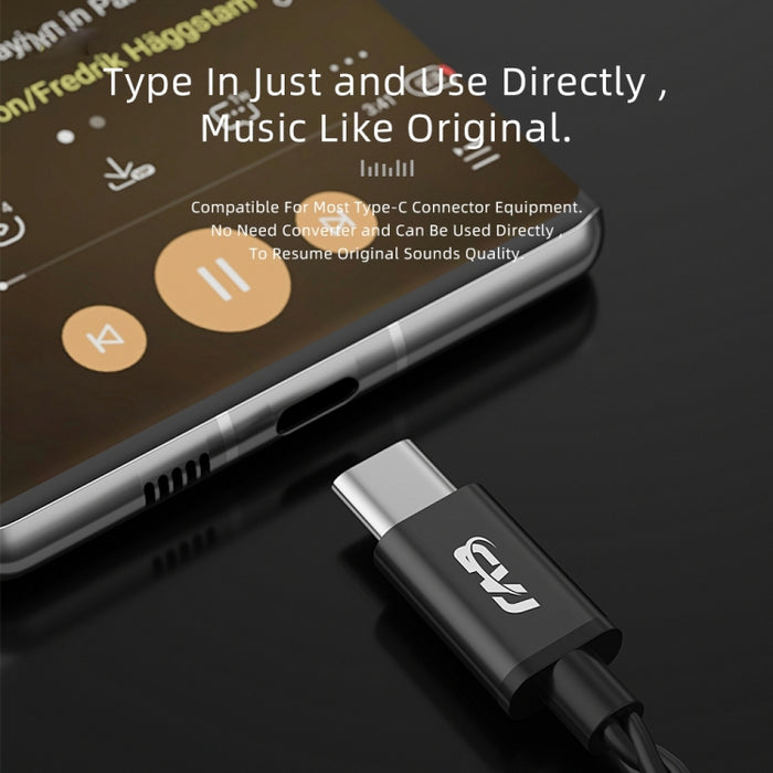 CVJ V6.TC Cable de auriculares de cobre sin oxígeno con decodificación digital tipo C de 1,25 m