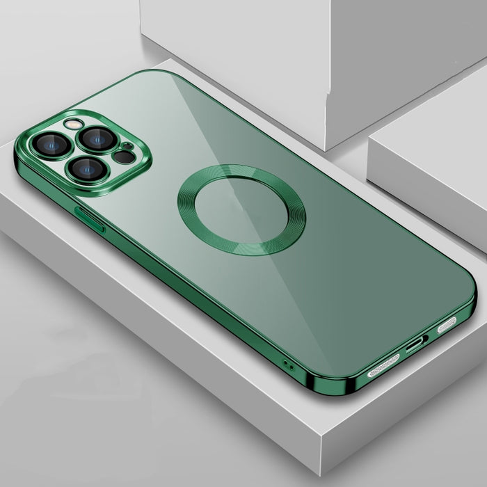 Estuche transparente para teléfono con película de lente plateada 9D