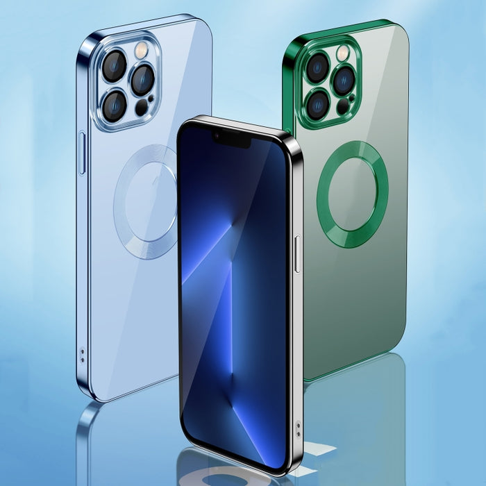 Estuche transparente para teléfono con película de lente plateada 9D