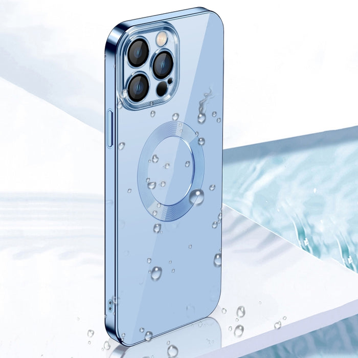 Estuche transparente para teléfono con película de lente plateada 9D