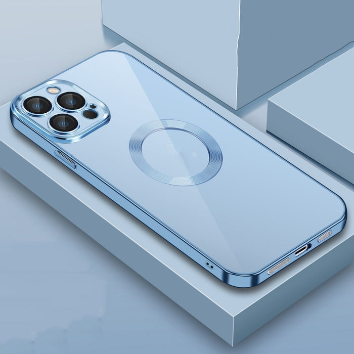 Estuche transparente para teléfono con película de lente plateada 9D
