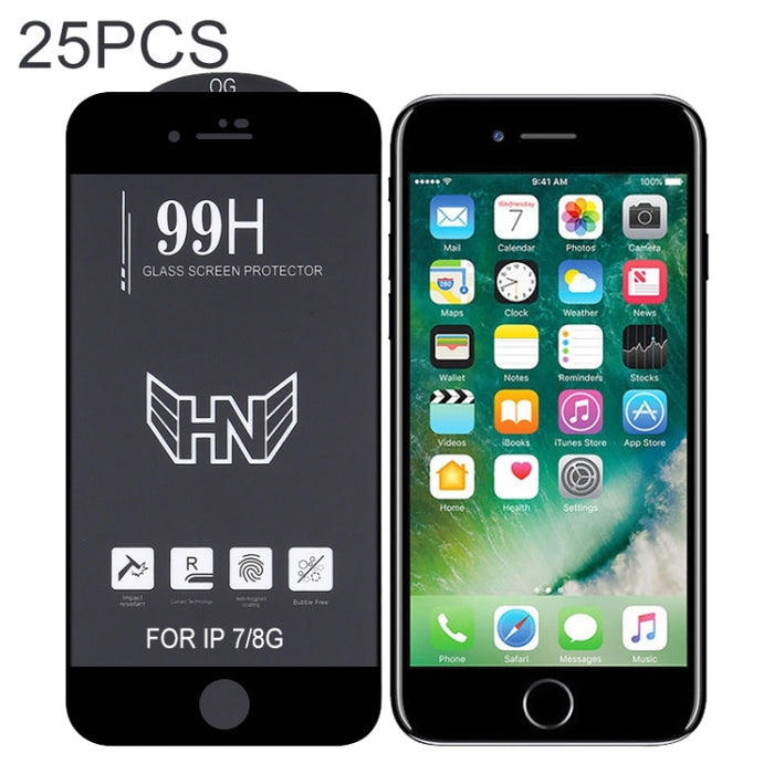 Película de vidrio templado de pantalla completa de arco grande de aluminio alto de 25 piezas, For iPhone 8 / 7 (25 PCS), For iPhone SE 2022 / SE 2020 (25pcs), For iPhone 11 Pro / XS / X (25 PCS), For iPhone 11 / XR (25 PCS)                            ...